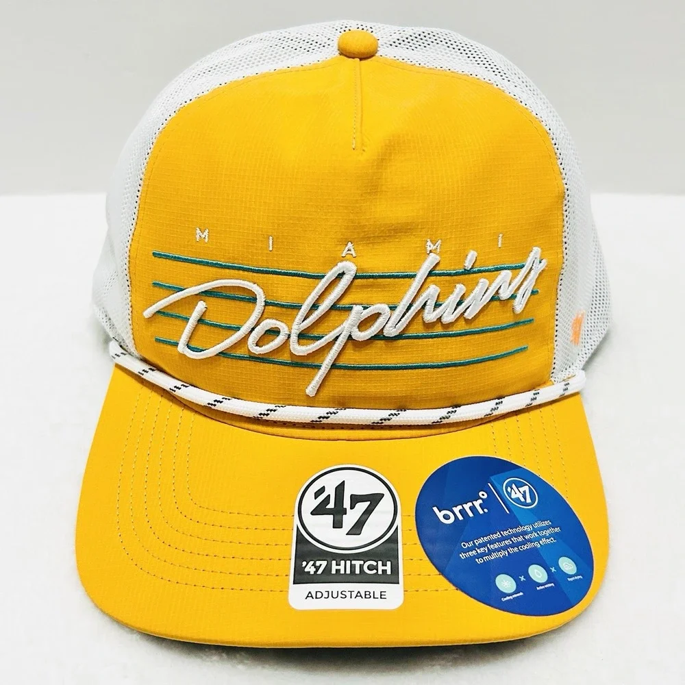 '47‎ Brand Miami Dolphins Downburst Hitch Hat Cap Adjustable Snapback Orange NFL